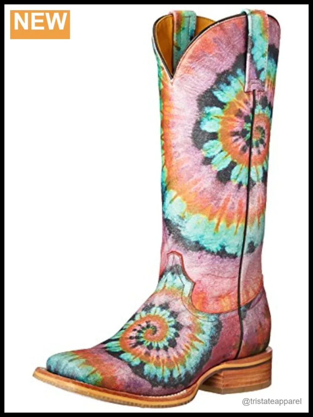 Women's Leather Work Boots - Square Toe - Embroidered - Groovy Style
